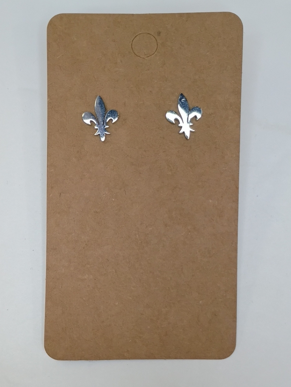 Silver Tone Fleur De Lis Stud Earrings New Orleans French Inspired Unisex